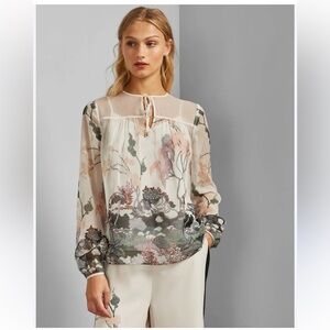 Ted Baker Veriity printed sheer top in ivor